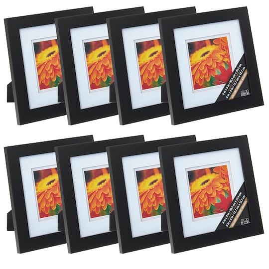 Studio Decor; 8 Pack: Black 5" x 5" Gallery Frame with Double Mat by Studio Décor®; Category:Single Opening; Image:1